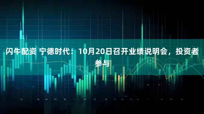 闪牛配资 宁德时代：10月20日召开业绩说明会，投资者参与